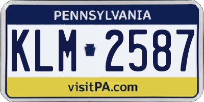PA license plate KLM2587