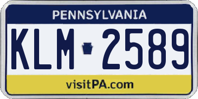 PA license plate KLM2589