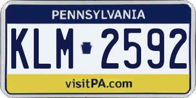 PA license plate KLM2592