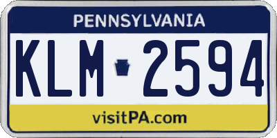 PA license plate KLM2594
