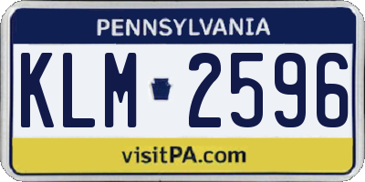 PA license plate KLM2596