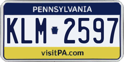 PA license plate KLM2597