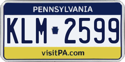 PA license plate KLM2599