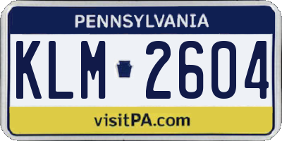 PA license plate KLM2604