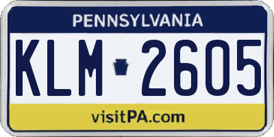 PA license plate KLM2605
