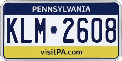 PA license plate KLM2608
