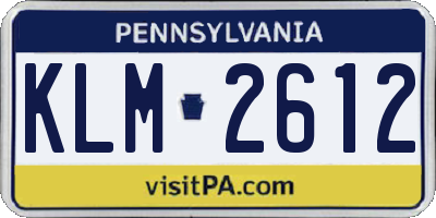 PA license plate KLM2612