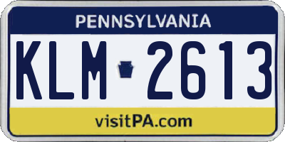 PA license plate KLM2613