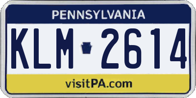 PA license plate KLM2614