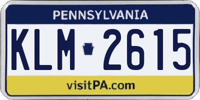 PA license plate KLM2615