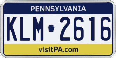 PA license plate KLM2616