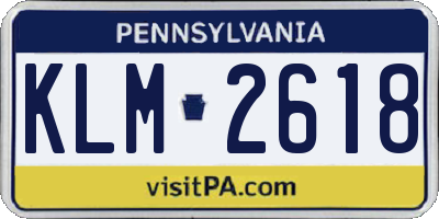 PA license plate KLM2618