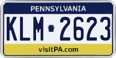 PA license plate KLM2623