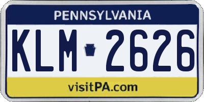 PA license plate KLM2626