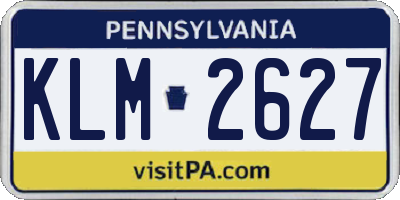 PA license plate KLM2627