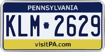 PA license plate KLM2629