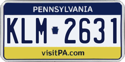 PA license plate KLM2631