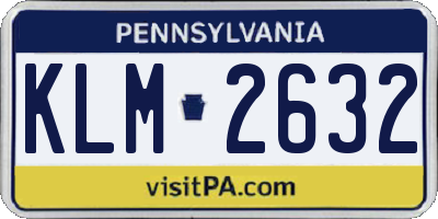 PA license plate KLM2632
