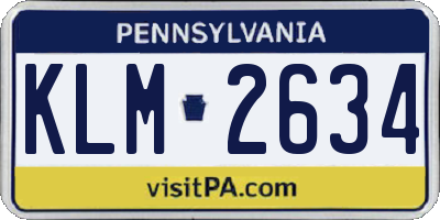 PA license plate KLM2634