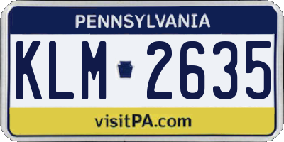 PA license plate KLM2635