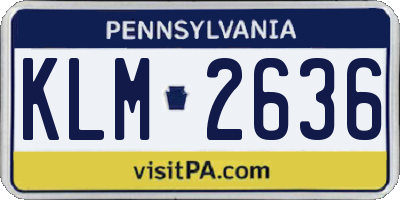 PA license plate KLM2636
