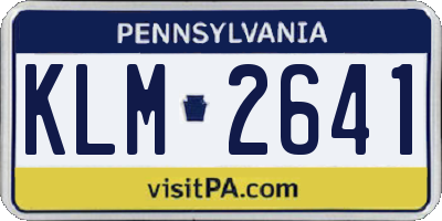 PA license plate KLM2641