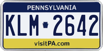 PA license plate KLM2642