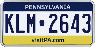 PA license plate KLM2643