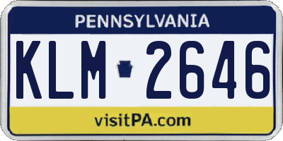 PA license plate KLM2646