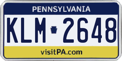 PA license plate KLM2648