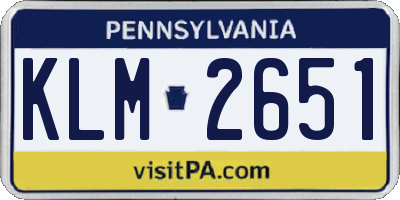 PA license plate KLM2651