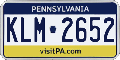 PA license plate KLM2652