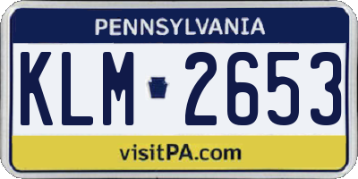 PA license plate KLM2653