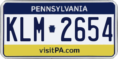 PA license plate KLM2654