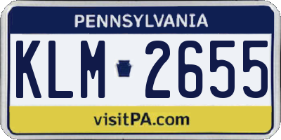 PA license plate KLM2655
