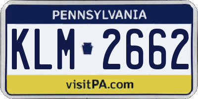 PA license plate KLM2662