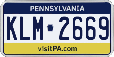 PA license plate KLM2669
