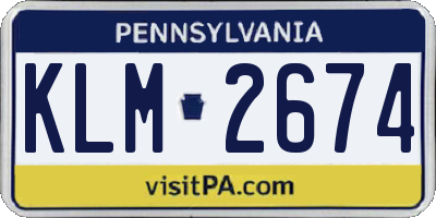 PA license plate KLM2674