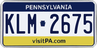 PA license plate KLM2675