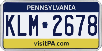 PA license plate KLM2678