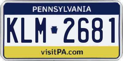 PA license plate KLM2681