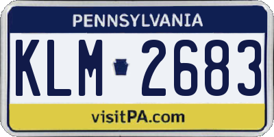 PA license plate KLM2683