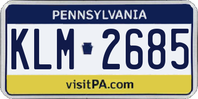 PA license plate KLM2685