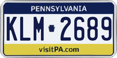 PA license plate KLM2689