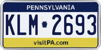 PA license plate KLM2693