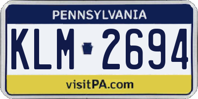 PA license plate KLM2694