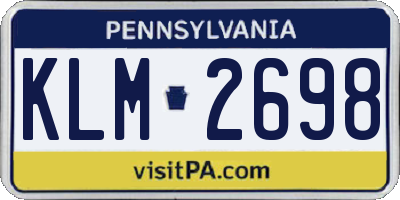 PA license plate KLM2698