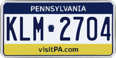 PA license plate KLM2704