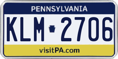 PA license plate KLM2706