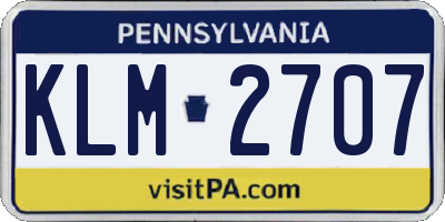 PA license plate KLM2707